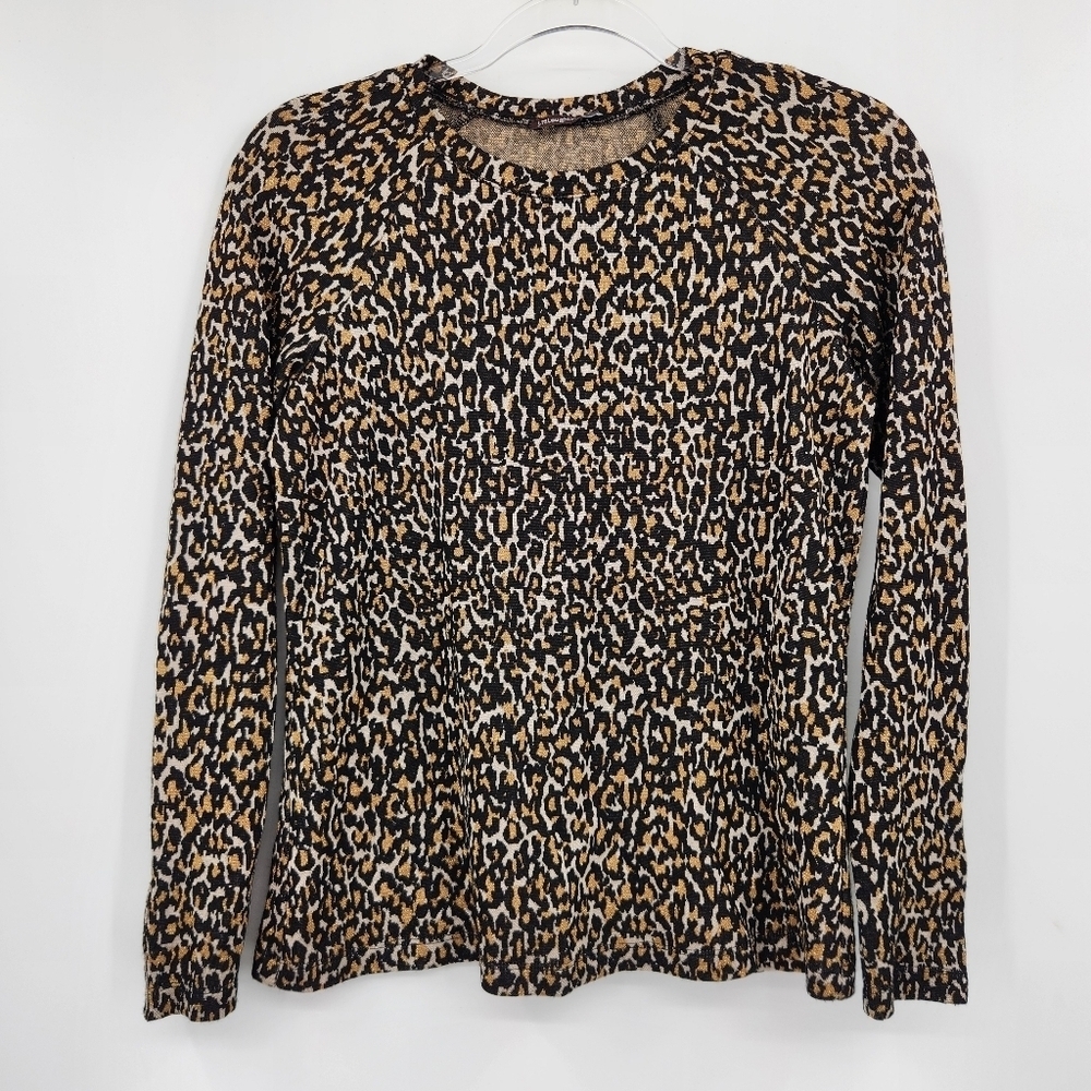J McLaughlin Long Sleeve Metallic Leopard Print Top Womens Size Small